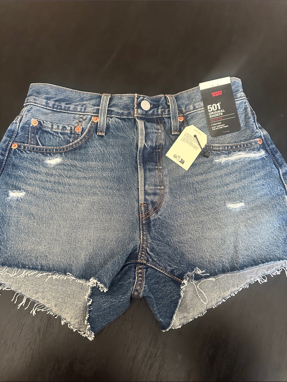 NWT Levi's 501 Original Blue Distressed Cutoff Denim Shorts